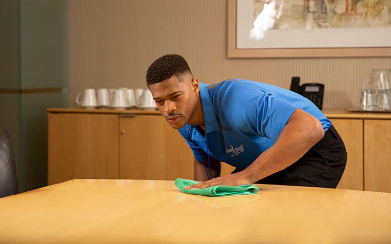 a man providing building cleaning services