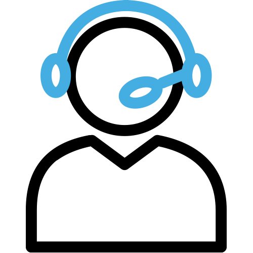a blue headphone icon