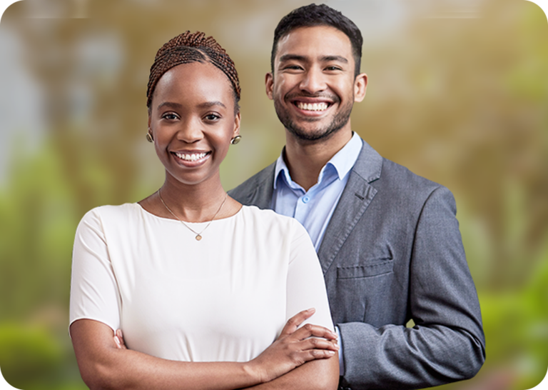 a man and woman standing together