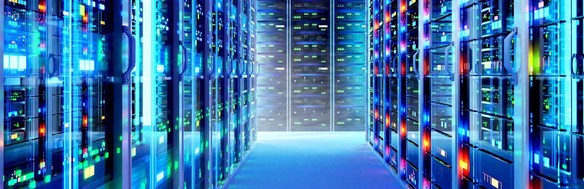 A glowing server room after being cleaned