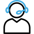 a blue headphone icon a blue headphone icon
