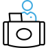 a person icon with a blue circle a person icon with a blue circle